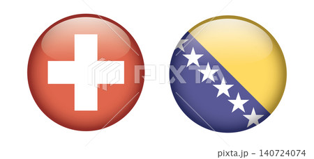 World Cup 2026 group B teams flags  from round 3D buttons icons Switzerland - Bosnia and Herzegovina 140724074