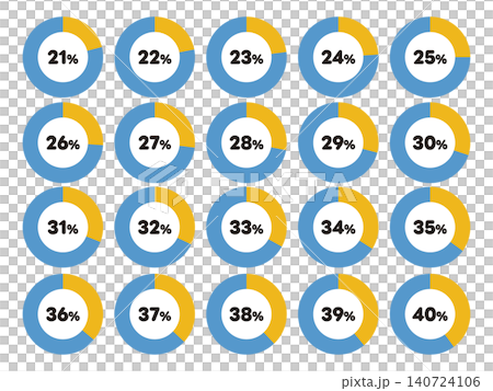 百分比圓餅圖圖示插圖集，21% 至 40% 140724106
