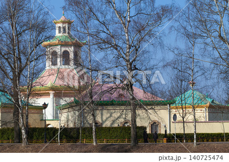 Historic Chinese-style pavilion with colorful tiered roofs Historic Chinese-style pavilion with colorful tiered roofs 140725474