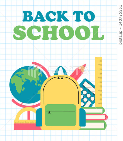 Back to school. poster with school supplies. vector illustration 140725551