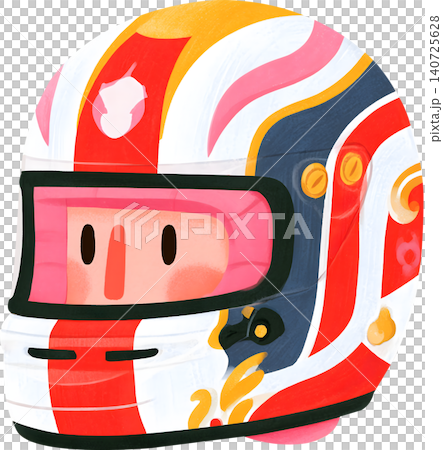 Cute Boy Wearing Colorful Racing Helmet Illustration Cute Boy Wearing Colorful Racing Helmet Illustration 140725628