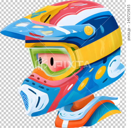 Cute Boy Wearing Colorful Racing Helmet Illustration Cute Boy Wearing Colorful Racing Helmet Illustration 140725635