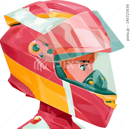 Cute Boy Wearing Colorful Racing Helmet Illustration Cute Boy Wearing Colorful Racing Helmet Illustration 140725639