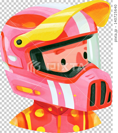 Cute Boy Wearing Colorful Racing Helmet Illustration Cute Boy Wearing Colorful Racing Helmet Illustration 140725640