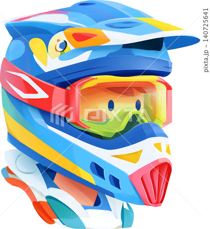 Cute Boy Wearing Colorful Racing Helmet Illustration Cute Boy Wearing Colorful Racing Helmet Illustration 140725641