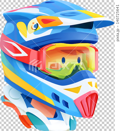 Cute Boy Wearing Colorful Racing Helmet Illustration Cute Boy Wearing Colorful Racing Helmet Illustration 140725641