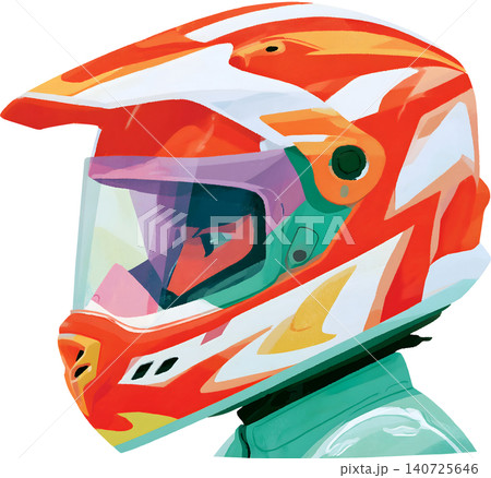 Cute Boy Wearing Colorful Racing Helmet Illustration Cute Boy Wearing Colorful Racing Helmet Illustration 140725646