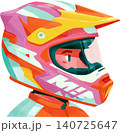 Cute Boy Wearing Colorful Racing Helmet Illustration 140725647