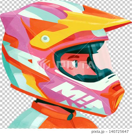 Cute Boy Wearing Colorful Racing Helmet Illustration 140725647