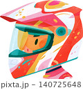 Cute Boy Wearing Colorful Racing Helmet Illustration 140725648