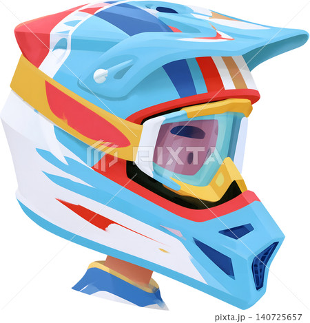 Cute Boy Wearing Colorful Racing Helmet Illustration 140725657