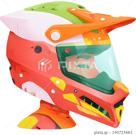Cute Boy Wearing Colorful Racing Helmet Illustration 140725661