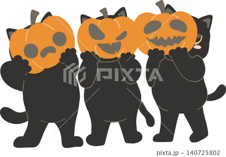 Sassy Halloween Preppy Three Black Cats Holding Pumpkin Masks in Coquette style Cute Spooky Clipart Sassy Halloween Preppy Three Black Cats Holding Pumpkin Masks in Coquette style Cute Spooky Clipart 140725802