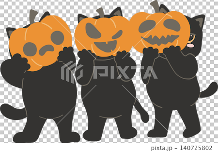 Sassy Halloween Preppy Three Black Cats Holding Pumpkin Masks in Coquette style Cute Spooky Clipart Sassy Halloween Preppy Three Black Cats Holding Pumpkin Masks in Coquette style Cute Spooky Clipart 140725802