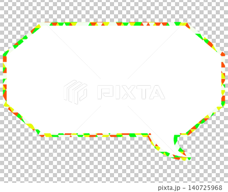Stained glass style speech bubble, triangular pattern, elongated octagon Stained glass style speech bubble, triangular pattern, elongated octagon 140725968