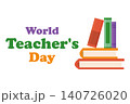 happy teacher's day. a short phrase and school textbooks. vector illustration 140726020