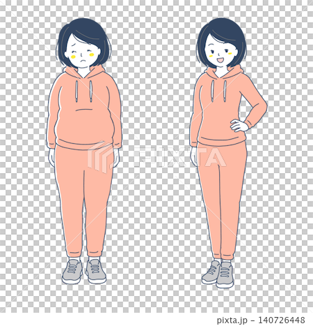 Before and after comparison illustration of weight loss. Before and after comparison illustration of weight loss. 140726448