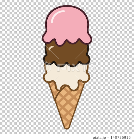 Icon of a three-scoop ice cream cone Icon of a three-scoop ice cream cone 140726916