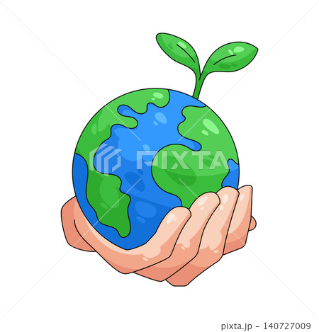 Illustration of Hands holding the earth with a sprout Illustration of Hands holding the earth with a sprout 140727009