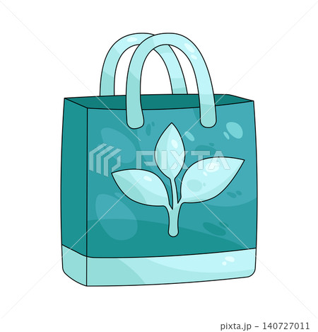 Illustration of Green tote bag with a leaf symbol Illustration of Green tote bag with a leaf symbol 140727011