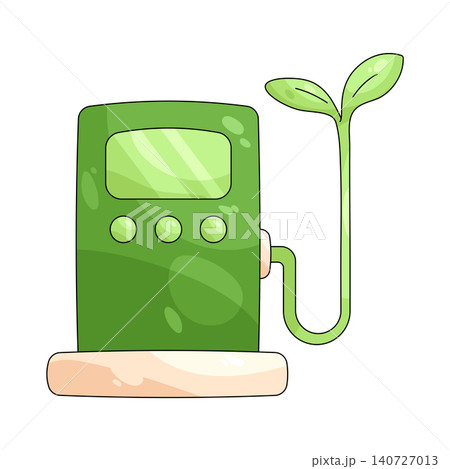 Illustration of Green gas pump with a sprout Illustration of Green gas pump with a sprout 140727013