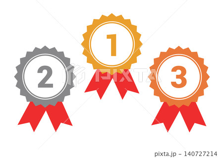 gold silver and bronze award red ribbon medals vector illustration 140727214