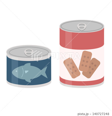 魚の缶詰と缶パンのセットイラスト 140727248