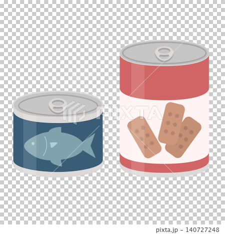 魚の缶詰と缶パンのセットイラスト 140727248