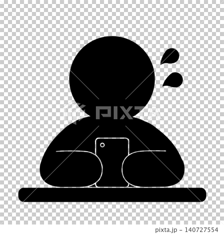 焦ってスマホを見る人のピクトグラム 焦ってスマホを見る人のピクトグラム 140727554