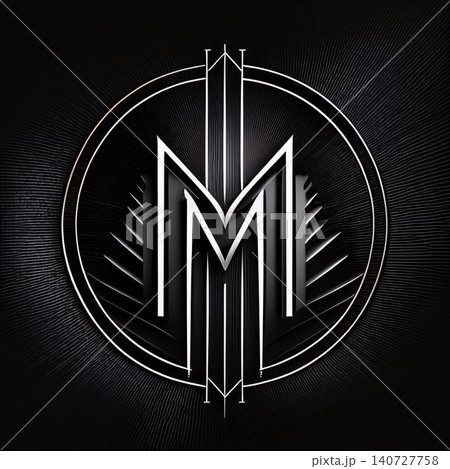 letter M in a circle on a black background, 3d render letter M in a circle on a black background, 3d render 140727758