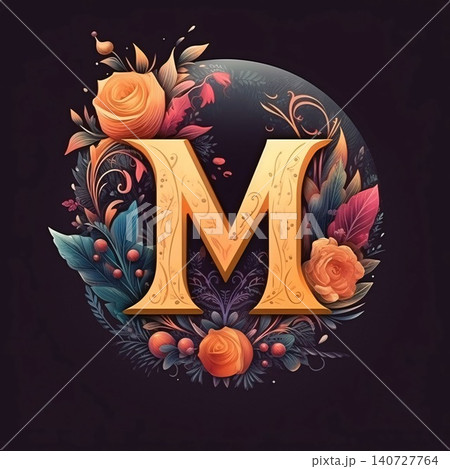 Vintage letter M in floral style. Vector illustration for your design 140727764