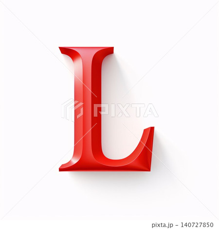 Red letter L, 3D rendering font with shadow isolated on white background 140727850