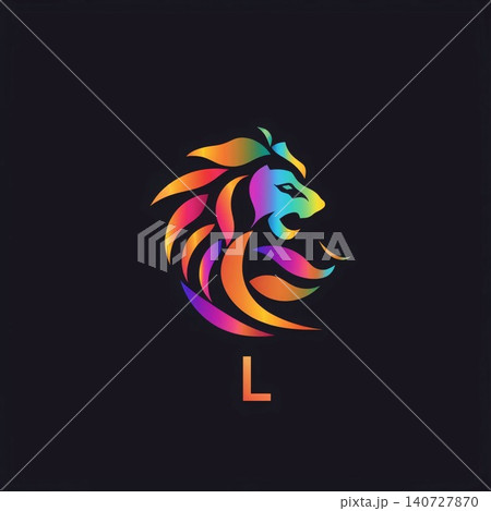 Lion head with letter L. Lion zodiac sign. Vector illustration. 140727870