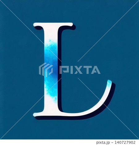 Blue watercolor font, letter L. Blue watercolor font. 140727902