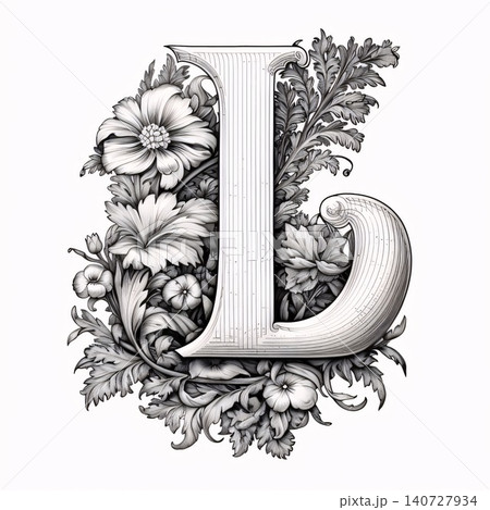 Luxury capital letter L with floral ornament. Elegant capital letter for decoration and design Luxury capital letter L with floral ornament. Elegant capital letter for decoration and design 140727934