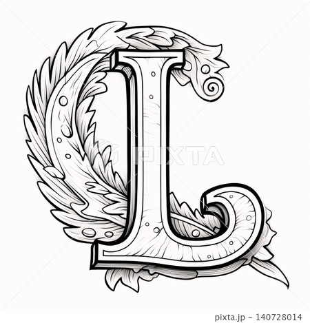 Vintage capital letter L with floral ornament. Hand drawn vector illustration. Vintage capital letter L with floral ornament. Hand drawn vector illustration. 140728014