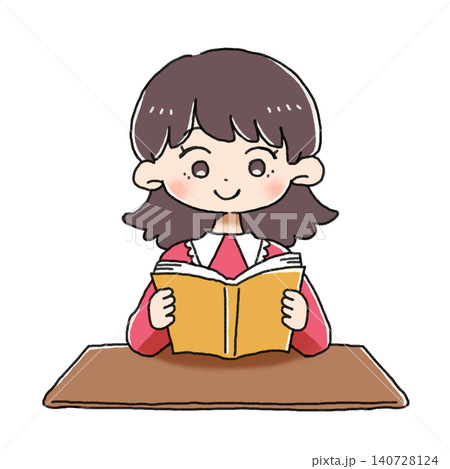 【子供】本を読む女の子【学校】 140728124