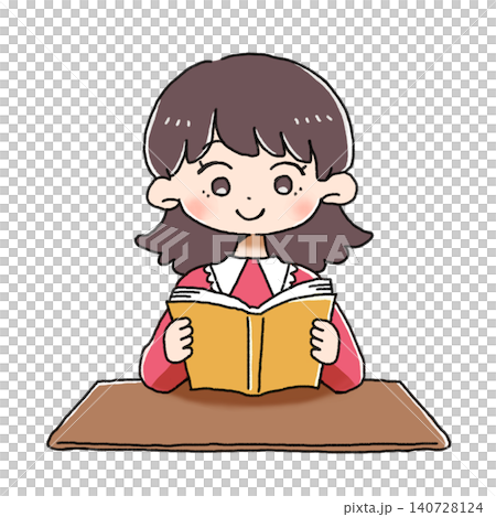 [Children] A girl reading a book [School] 140728124
