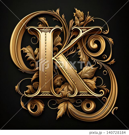 Luxury monogram, letter K in the style of baroque. 140728184