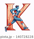 Running man. Athletic male runner. Healthy lifestyle concept. Vector illustration letter K 140728228
