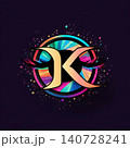 K letter logo with colorful splash on black background, vector illustration. 140728241