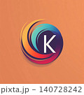 company logo icon element template alphabet letter k orange blue circle glossy design 140728242
