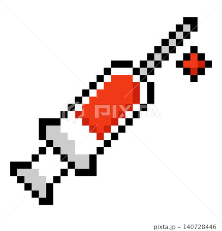 Pixel art syringe with red liquid 140728446