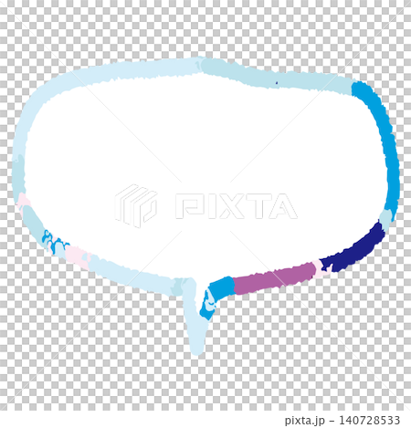 クレヨンで描いたようなカラフルな手描きの吹き出し。寒色系のフレーム クレヨンで描いたようなカラフルな手描きの吹き出し。寒色系のフレーム 140728533