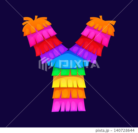 Pinata font and Mexican fiesta letters typeface or cartoon ABC type for Mexico holiday, vector English alphabet. Mexican pinata font of letter Y with colorful fringes for fiesta party or birthday type Pinata font and Mexican fiesta letters typeface or cartoon ABC type for Mexico holiday, vector English alphabet. Mexican pinata font of letter Y with colorful fringes for fiesta party or birthday type 140728644