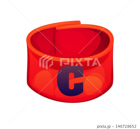 Captain armband or football and soccer sport game wristband of cartoon player outfit icon. Football captain player wrist band or soccer footballer red wristband of team league identity garment 140728652