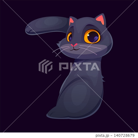 Cats font of cartoon kitten pet for English alphabet numbers type and letters typeface. Black cat font number 7 seven of cute funny kitten or lovely kitty with sweet muzzle face for pets typography 140728679