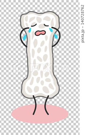 An illustration of a bone affected by osteoporosis that is crying. An illustration of a bone affected by osteoporosis that is crying. 140728762