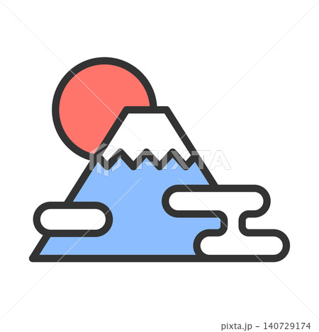 富士山と初日の出のアイコン 140729174