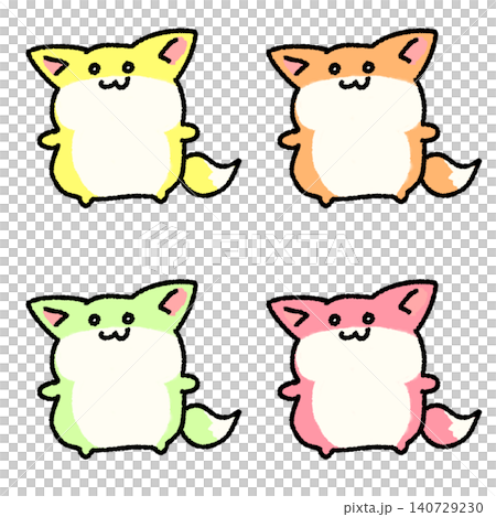 A set of cute and relaxed fox character illustrations (4 colors, color variations, transparent background) A set of cute and relaxed fox character illustrations (4 colors, color variations, transparent background) 140729230